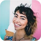 a girl with ice cream